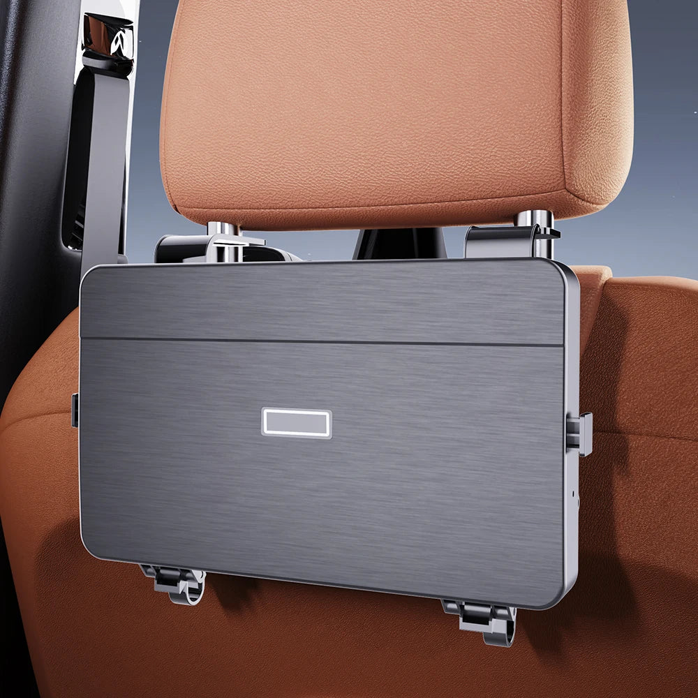 Lrbh Premium Plastic Rear Seat Organizer, with Foldable Tray, Dual Cup Holders, Phone Slot, and Large Storage Space, Easy to Install Vehicle Seat Back Accessories