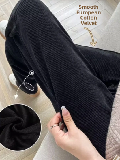 Women's High Waist Wide Leg Pants Autumn Winter Slimming Versatile Fleece Lined Drapey Loose Casual Sports Straight Leg Pants