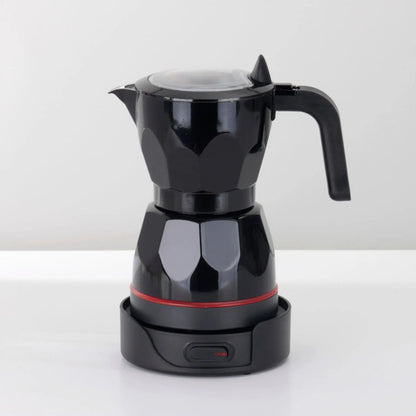 110V/220V Cups Electric Coffee Maker Portable Aluminum Mocha Pot Electric Italian Coffee Maker Percolator for Home Black 150ml