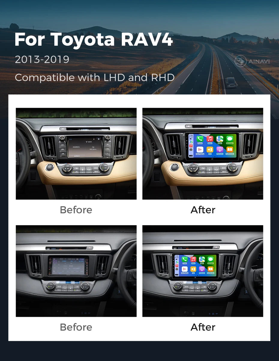 Ainavi Car Radio For Toyota RAV4 2013 2014 2015 2016 2017 2018 2019 XA40 RHD Android 13 Auto Wireless Carplay Car Multimedia DIN