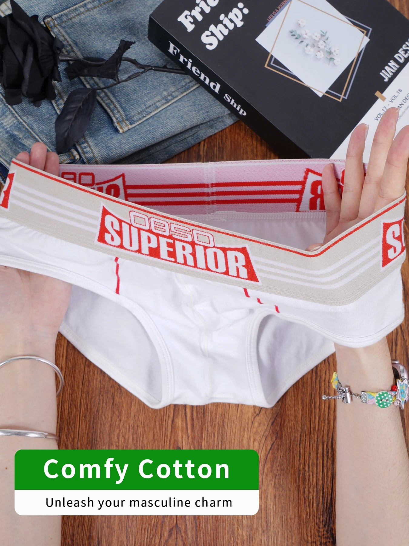 1PCS Men's 0850 SUPERIOR Print Briefs Comfy Cotton Breathable Low Rise Underwear