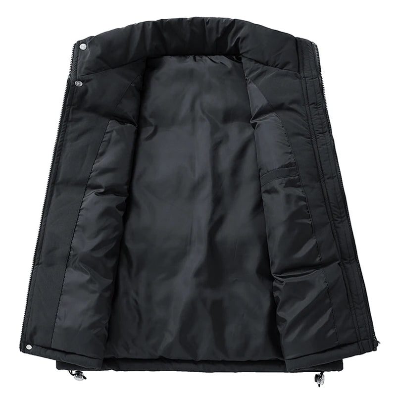 Puffer Vest Men Soild Casual Warm Winter Vest Jacket Windproof Thicken Waistcoat Sleeveless Korean Fashion Stand Collar Coats