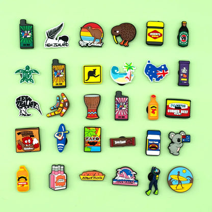 1/50/90pcs Australia Style Shoe Accessories Charms Koala Kangaroo Shoe Decoration for Sandals Food Fits All Clogs Kids Gift