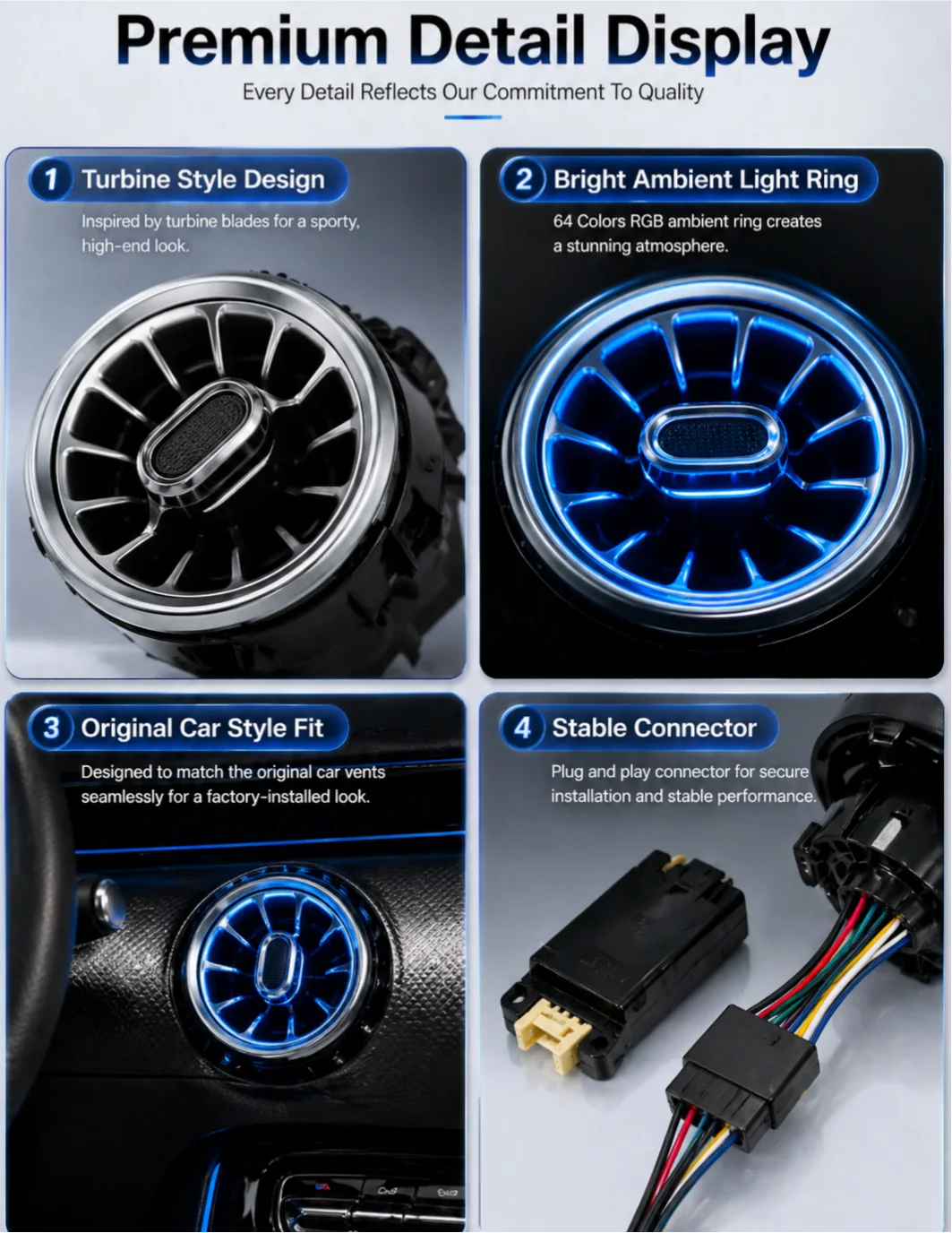 Car Ambient Light For Mercedes Benz C Class W205 W206 W253 Air Vent LED RGB Car Interior Atmosphere Light Interior Upgrade Kit