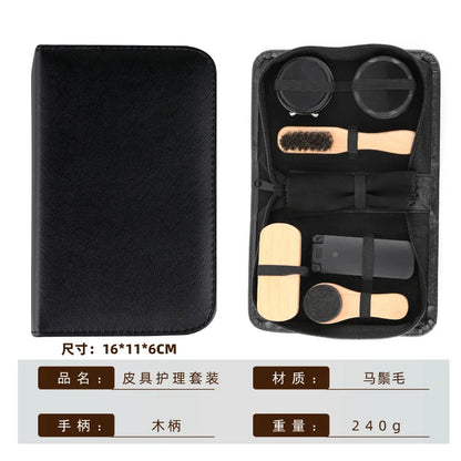 Travel Shoe Brushing Kit Shoe Polish Set Leather Care 7pcs Set Shoe Oil Application Polishing Shoe Removal Tools Durable Bris...
