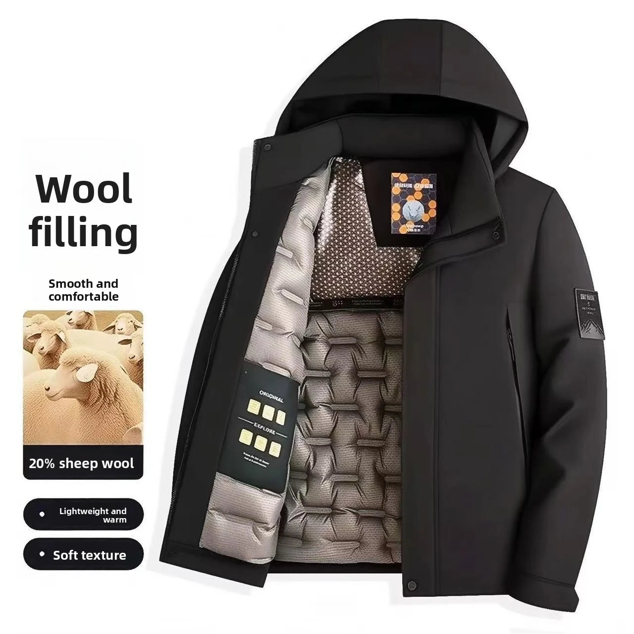 2025 Autumn/Winter New Hooded Cotton Jacket Thickened Warm Youth Leisure Outdoor Cold proof Coat with Wool Fillers Inside