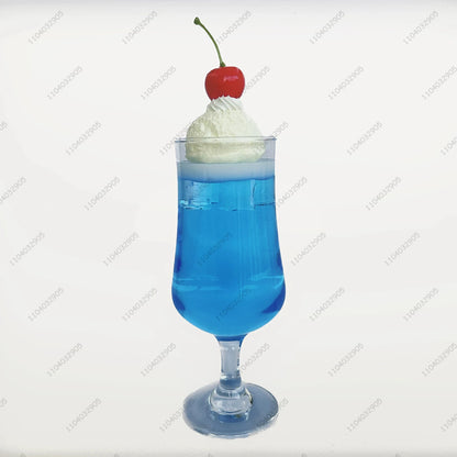 Blue Soda Drink Cup Craft Soda Ice Cream Topping Glass Cup Creative Gift Handicraft Desk Ornaments Girls Room Decoration Gift