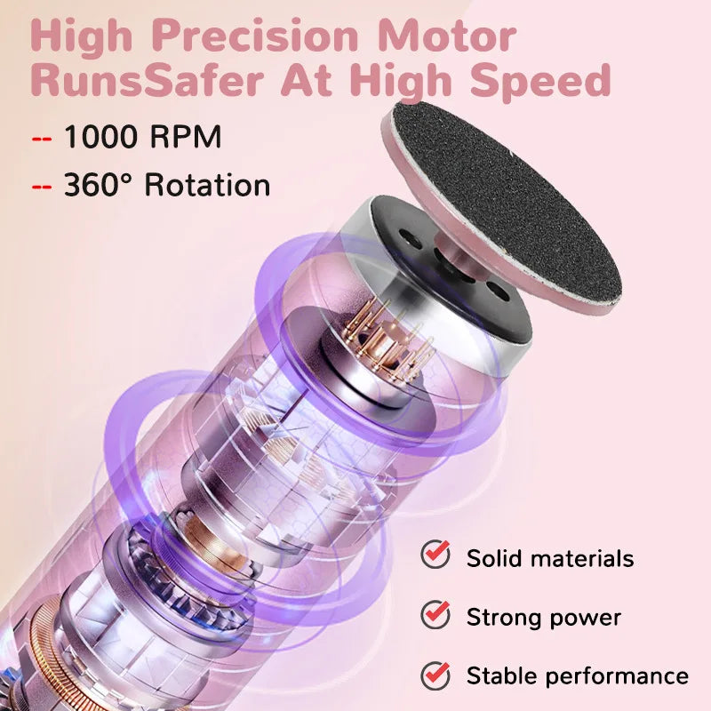 Electric Foot Callus Remover 6 Speed Adjustable Foot File Nail Grinder, Professional Pedicure Tool for Dead Skin 2 in 1 | Gifts