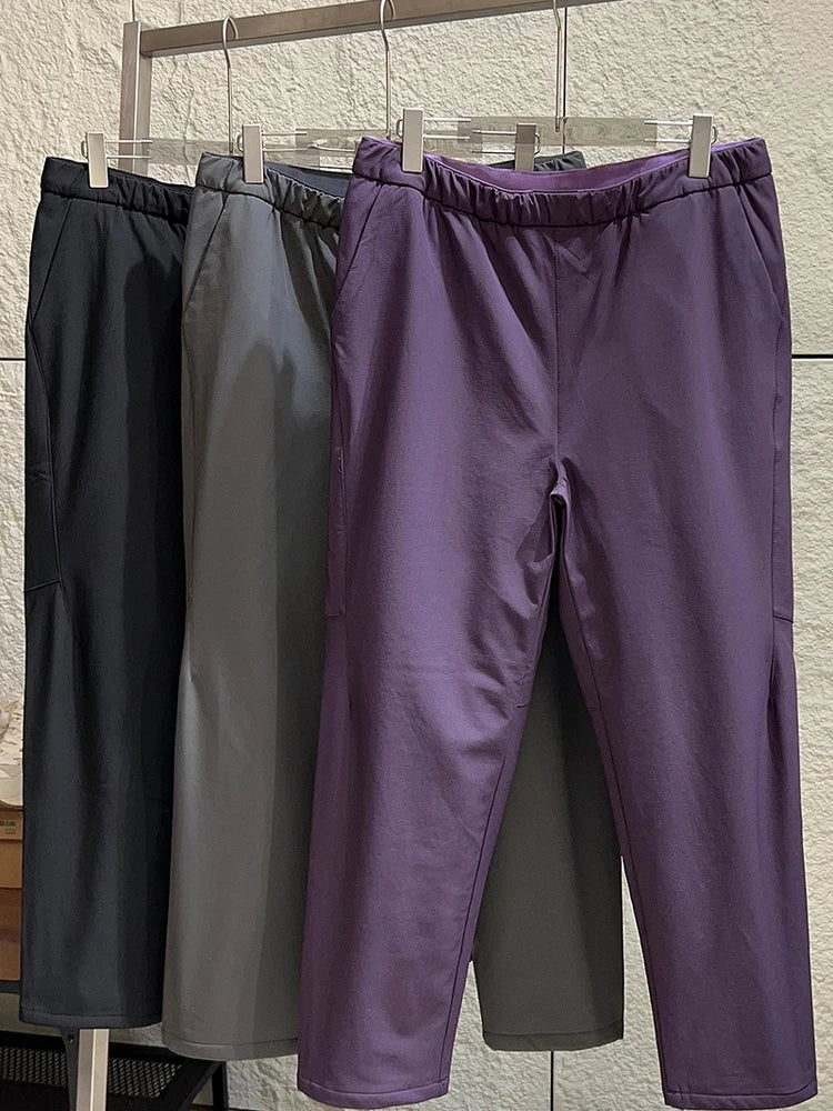 Unisex Outdoor Winter down Trousers 85 Goose down Filling Windproof Waterproof Warm Fashionable Straight Leg Long Pants
