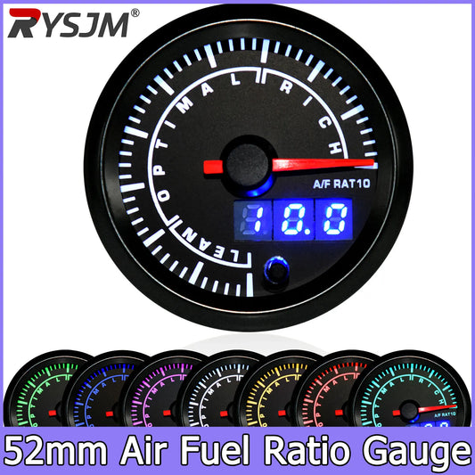 52mm Air Fuel Ratio Gauge Narrowband Round 7 Colors Digital Air/Fuel AFR Meter for 12V Racing Car Boost Guages Stepper Motor