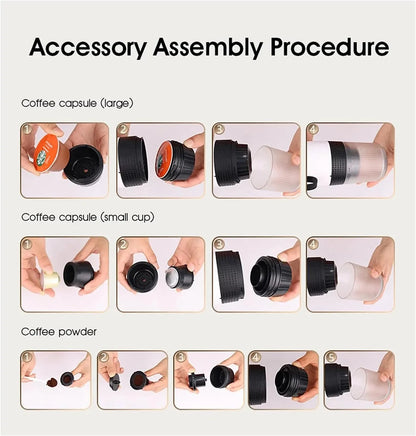 3-in-1 Portable Coffee Maker Espresso Coffee Maker For Car Home Camping Travel Capsule Powder Automatic Coffee Maker