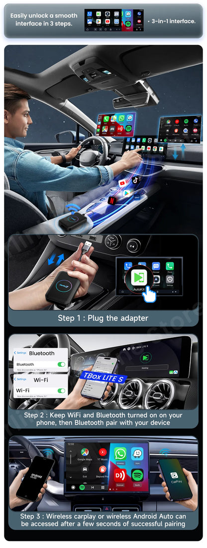 CarlinKit LiteS Android Tv Box Android auto CarPlay Wireless Adatper for Netfilx Youtube IPTV Spotify Skoda Volvo Honda Toyota