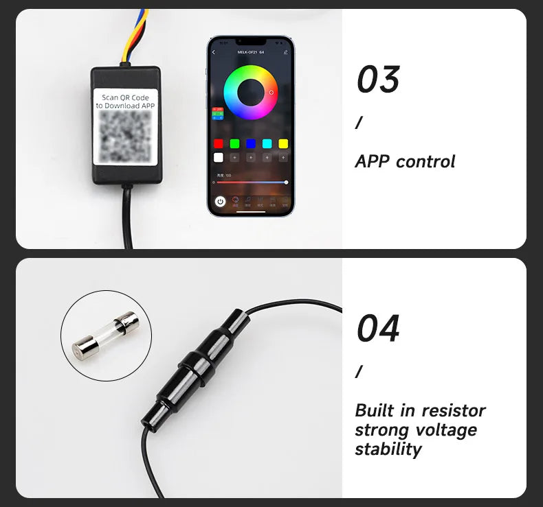 RGB Hood Light Daytime Running Lights For 12V Car APP Control Multi-function Led neon Strip Running Lights Automotive Supplies