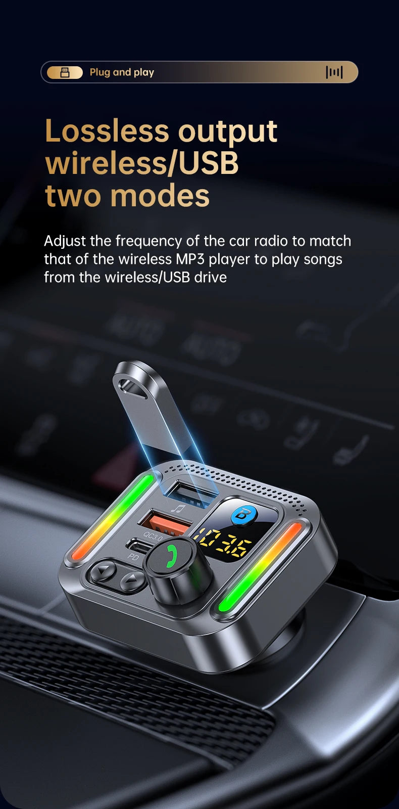 Car Bluetooth receiver 2026 latest model fast charging charger car mp3 player converter