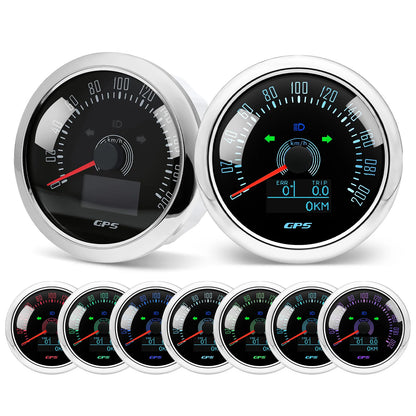 85MM GPS Speedometer 0-160MPH 0-200KMH With GPS Antenna 7 Colors Backlight Digital LED Odometer Gauge for 12V24V Car Boat Marine