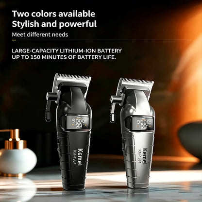 Kemei KM-1667 Trimmer Professional 10W 9000RPM Motor Rechargeable Hair Clippers DLC blades LED Display Trimmer Man