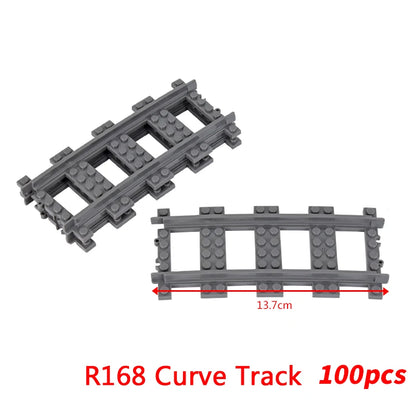 MOC City Bricks Train Flexible Construction Parts Railway Curve Track R104 Building Blocks Model Accessories Compatible 53401