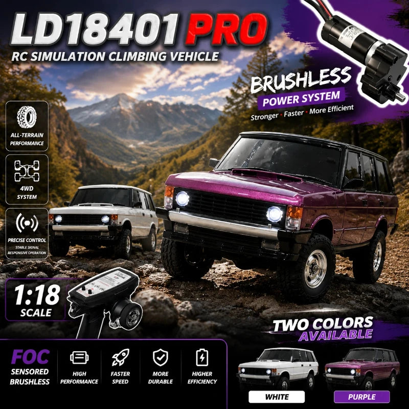 New Purple LDRC 18401PRO 1:18  RC Crawler Brushless 4WD Off-Road Truck FOC Sensored Hobby RC Car For Boys
