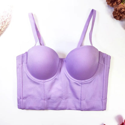 SXTHAENOO Summer 8 colors Fashion Mesh Push Up Bralet Women's Corset Simple Bustier Bra Night Club Party Sexy Cropped Top Vest