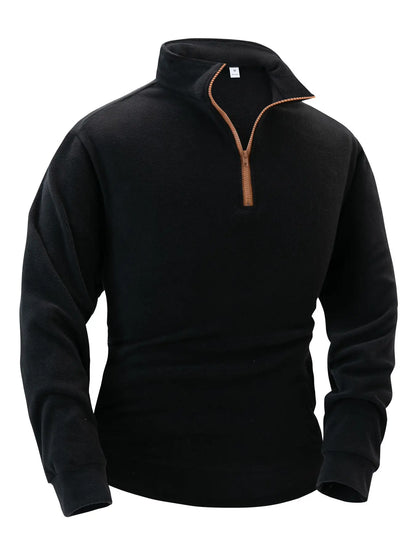 Quality thickened fleece men's long sleeved zipper collar pullover sweater men's sportswear soft shell men's jacket