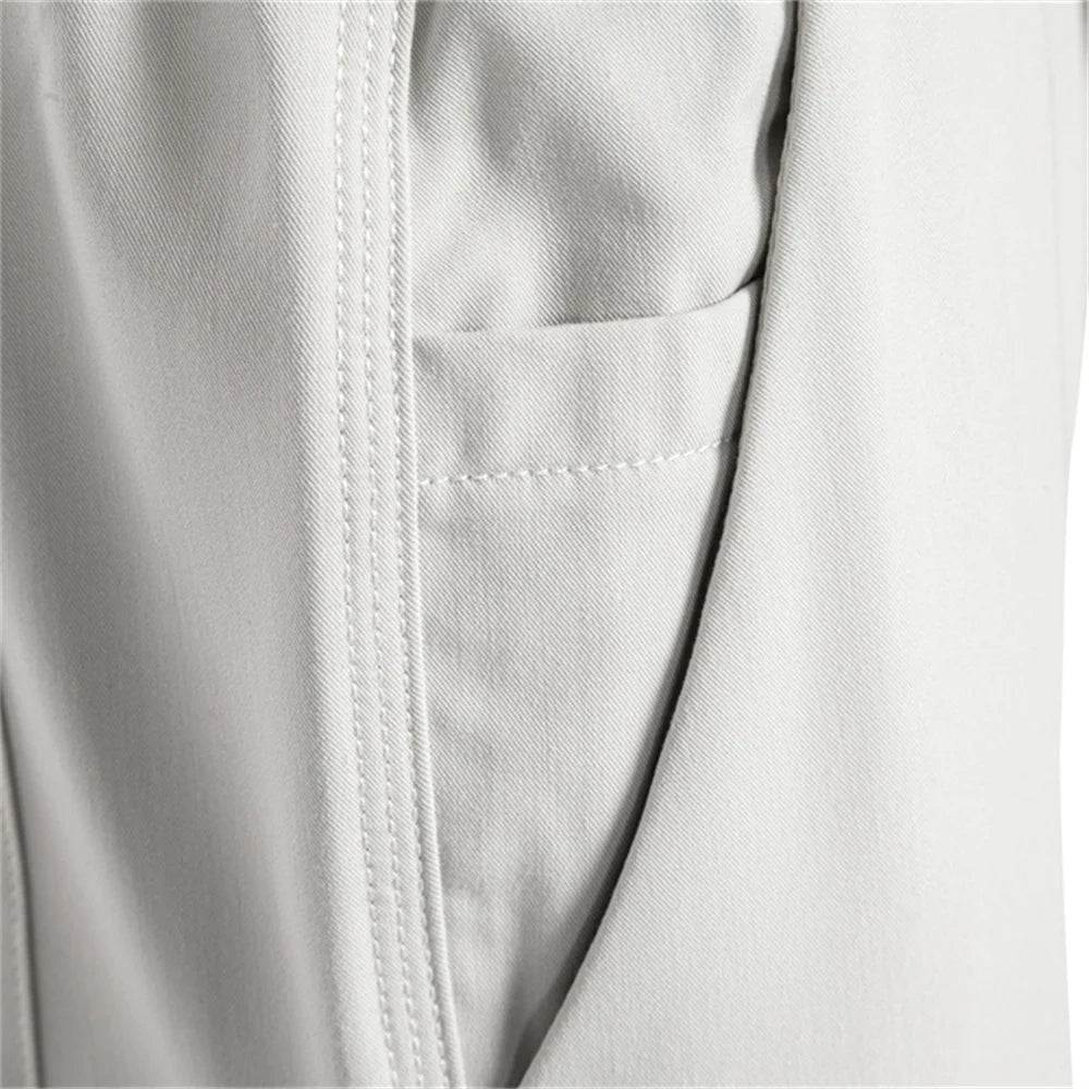 AIOPESON Spring Fit Slim Men’s Formal Pants Solid Color Zipper Pocket Business Casual Wrinkle Resistant Daily Trousers