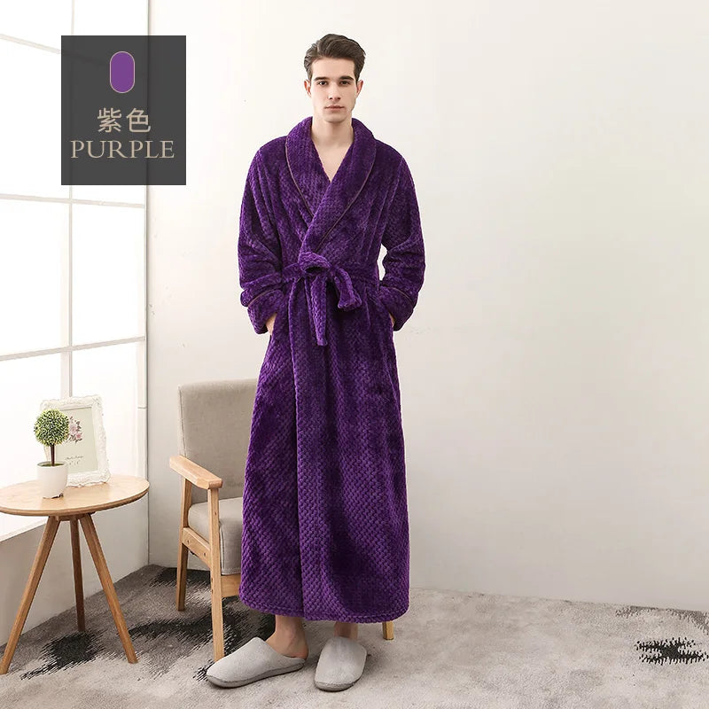 Thickened Extended Bebe Velvet Couple Robe Women's Winter plus Size Fashion Sleepwear Men's XXXL Sexy Home Clothes Pyjamas