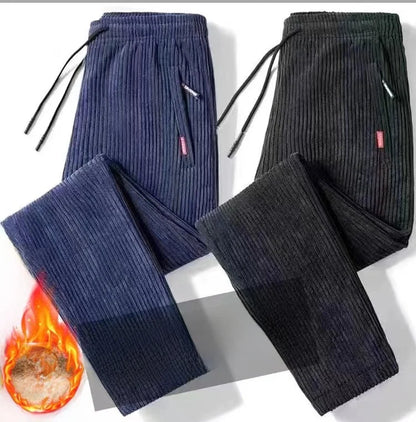 Men's Corduroy Pants Loose Casual Thickened Autumn Winter Straight Leg Zipper Decoration Business Casual Fashion Trend