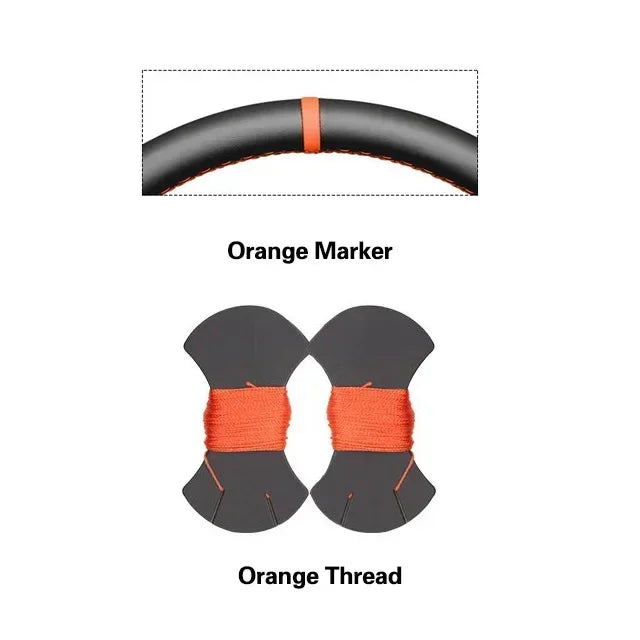 Black Faux Leather Car Steering Wheel Cover for Seat Ibiza (6J) 2008-2015 MII 2013-2020