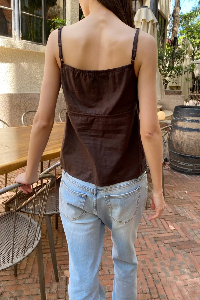Brandy Melville Pure Cotton Three-Button Base Layer Vest Sweet Style V-Neck Sleeveless Tank Top for Women Spring Summer