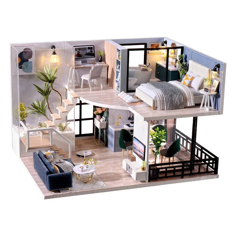 DIY Doll Houses Kits 3D Wooden Puzzles Mini Doll House Assembly Building Furniture Handmade Toys For Xmas Birthday Gifts