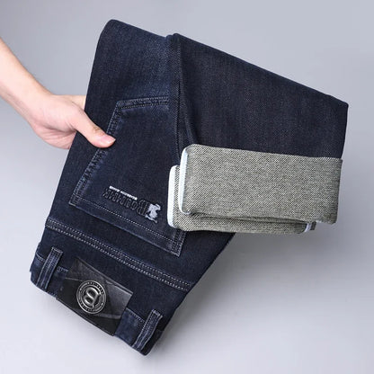 Autumn Winter Men's High-quality Slim Straight-leg Jeans Light Bussiness Casual Fashion Slimming Comfortable Style Male Trousers