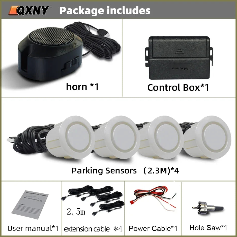 Professional Front Parking Sensor Kit Auto Parktronic Vehicle Assistant System Buzzer Alarm Volume Can be Adjusted Universal