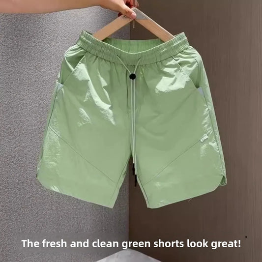 2025 New Ice Silk Basketball Shorts Men's Sporty American Trendy Brand Quick Dry Loose Running Casual Five-Quarter Pants