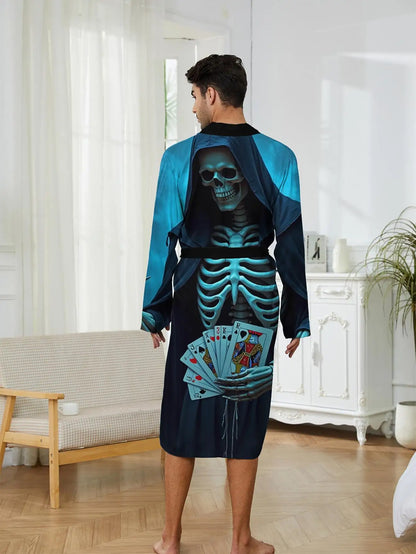 1pc Men's Robes 2026 Spring/Summer 3D Printed Nightie for Men Sleepwear Bathrobe Sleepwear Polyester Graphic Funny Pajamas