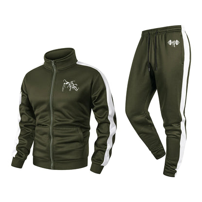 Men Sport Suit Two People Fitness Pattern Print Training Jogging Fitness Set 2 Pieces Autumn and Winter Tracksuit Sportswear