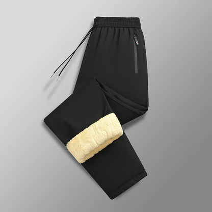 Men's Thiened Fce Lined Cotton Trousers Warm Casual Pants with Knee Pads Extra Thi Winter Wear Large Size Jeans Plus Size