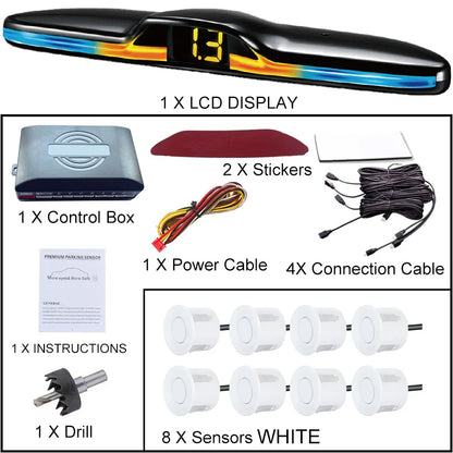 6 Or 8 Sensor Parking Kit LED Display Safe Protection Clear Alert Vehicle Reversing Assistance System