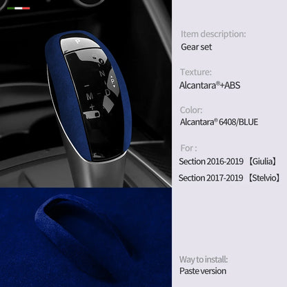 Car Center Console Gear Shift Head Knob Cover Trim Alcantara Suede F For Alfa Romeo Giulia Stelvio Refit Car Accessories