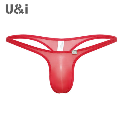 U＆I Men's Sexy Thong Underwear Ultra-Thin Micro-Transparent One-Piece Upward No Pouch Innerwear