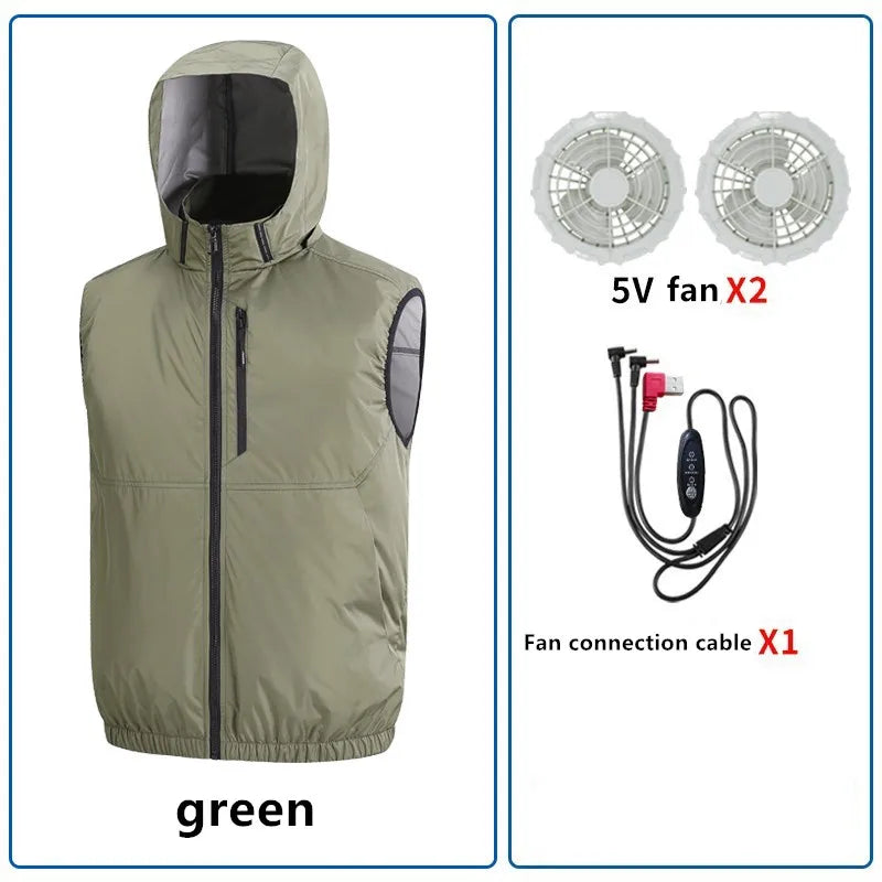 New Heatstroke Prevention And Cooling Sleeveless Coat Outdoor Fishing Construction Site Work With Fan Vest(Excluding Power Bank)