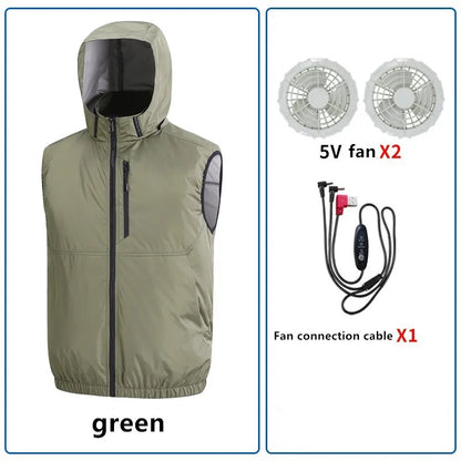 New Heatstroke Prevention And Cooling Sleeveless Coat Outdoor Fishing Construction Site Work With Fan Vest(Excluding Power Bank)