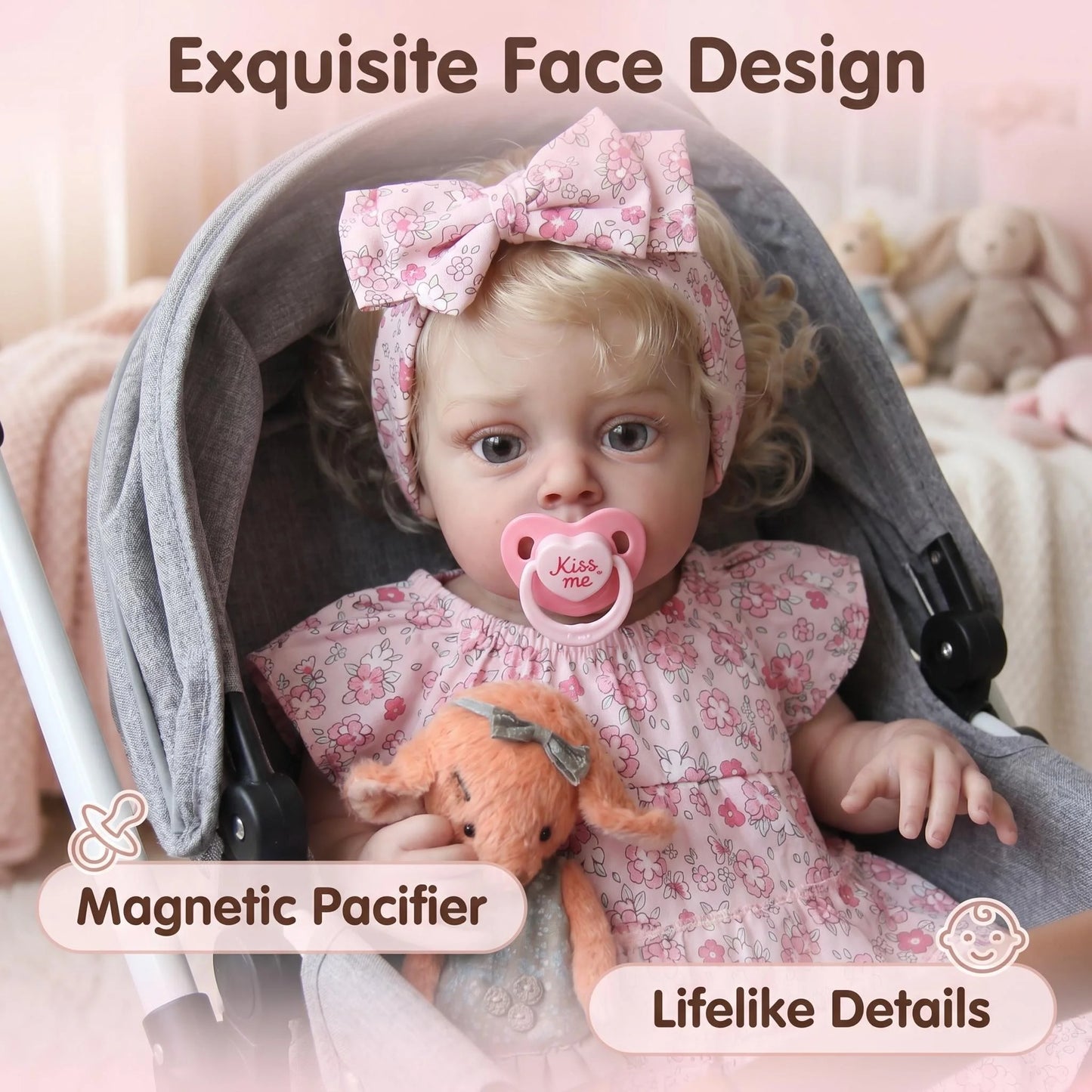 NPK 19inch Chloe Soft Cloth Body detailed painting Lifelike Real Soft Touch Doll With Hand Rooted Hair