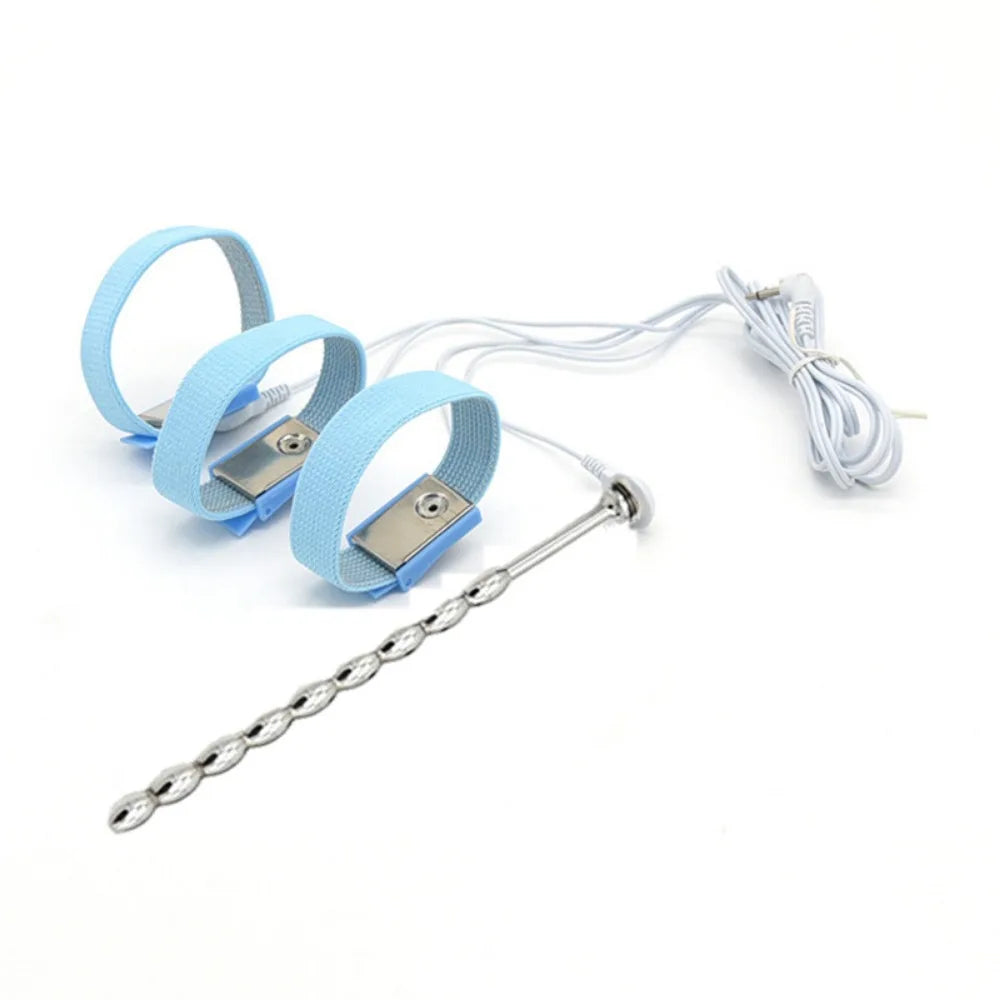 Electric Shock Bdsm Cock Sheath Ball Stretcher Host Cable E-stim Penis Ring Electro Sex Toy for Men Glans Testicle Loops Massage