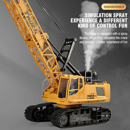 RC Crane Tractor 2.4G 15/13/11/9CH Children Electric Alloy Arm Remote Control Truck Engineering Vehicle Electric Spray Xmas Gift