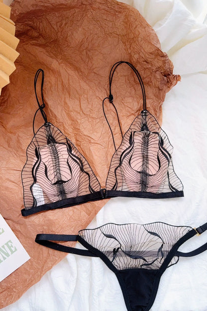 Conjunto Lingerie Mulher Fecho Frontal Renda Francesa Taça Triangular Sem Aro Alças Finas Espalda Melhorada Levemente