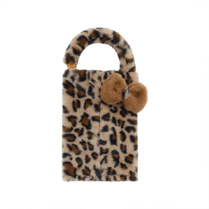 Fashion Leopard Print Car Seat Cover Soft Plush Leopard Steering Wheel Cover Winter Women Auto Interior Accessories Seat Pad