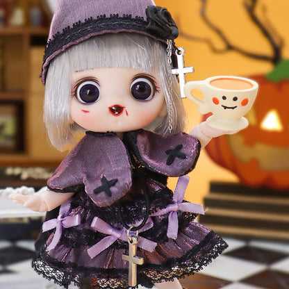 Ob11 Bjd Doll Dolls For Girl 14cm Halloween Collectible Limited Edition Dress Bloody Makeup Cute Christmas Gift Pig Boy Magician