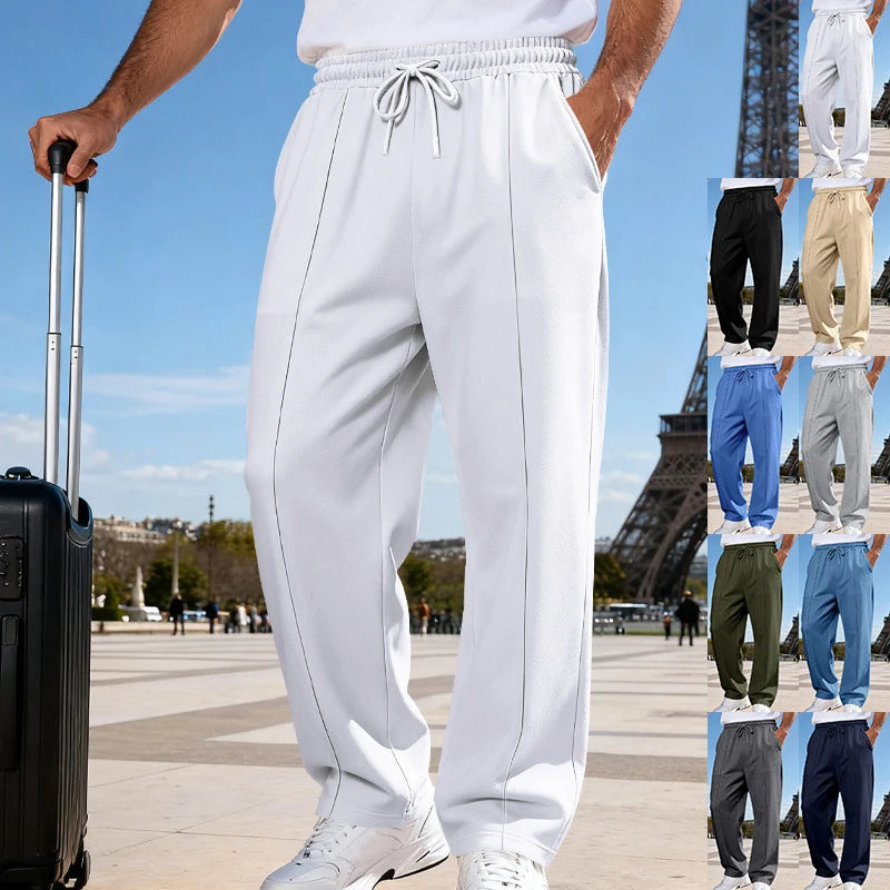 Amazon European American plus size knitted pants, four-season loose straight leg joggers for men business casual sports wear