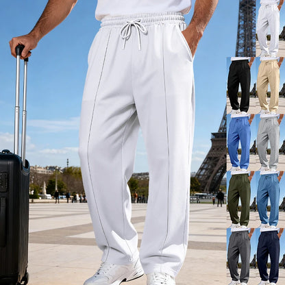 Amazon European American plus size knitted pants, four-season loose straight leg joggers for men business casual sports wear