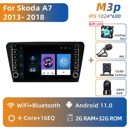 Jundof 2 Din Android 13 Car Radio For Skoda Octavia 3 A7 2013-2018 Multimedia Video Player 4G WiFi Navigation Carplay Head unit